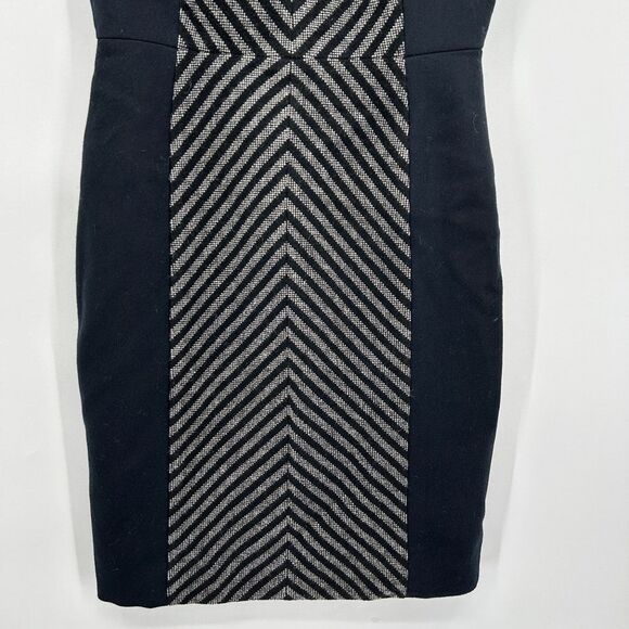 J. CREW Black Gray Chevron Wool Sleeveless Bodycon Sheath Office Dress Size 4 - Picture 4 of 7